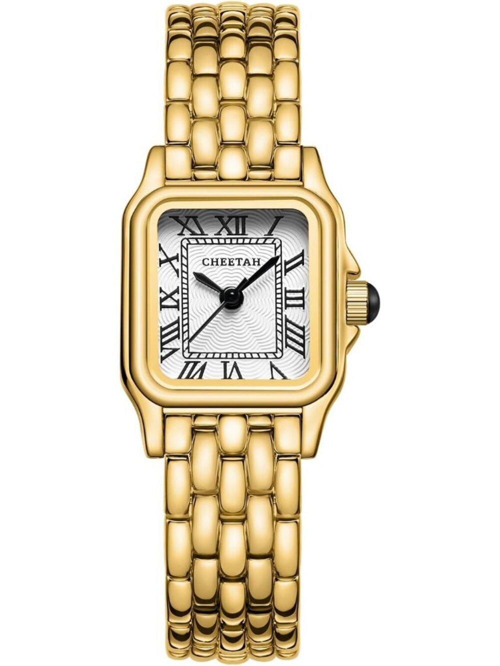 Cheetah Women Gold And White Rectangular Roman Dial Small Vintage Bracelet Watch